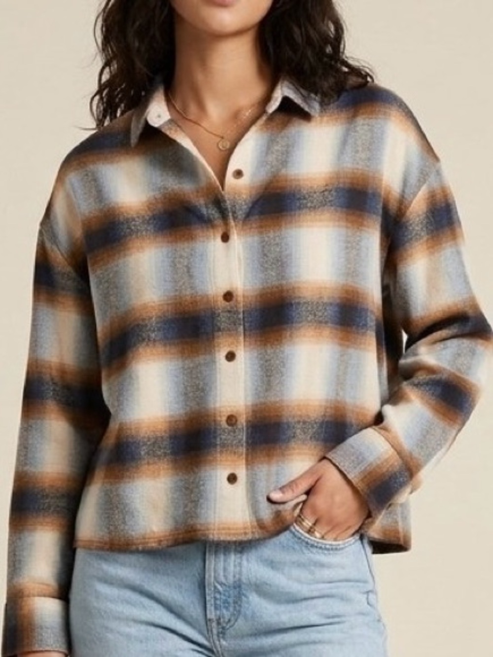 Madewell Flannel Westlake Shirt in Allen Plaid - ombré-style blue/rust/beige